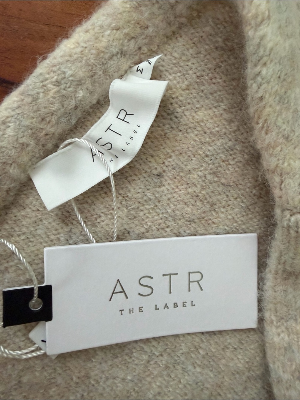 Astr Cream One-Shoulder Rhinestone Embellished Sweater - Picture 6 of 6